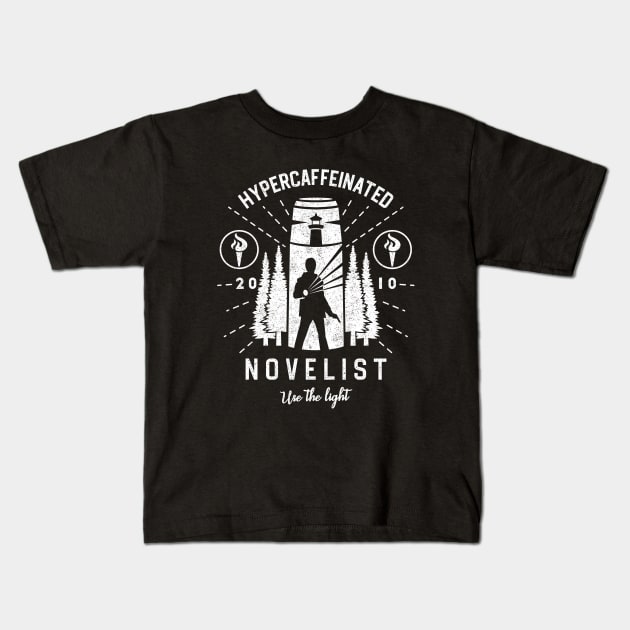 Hypercaffeinated Novelist Kids T-Shirt by logozaste